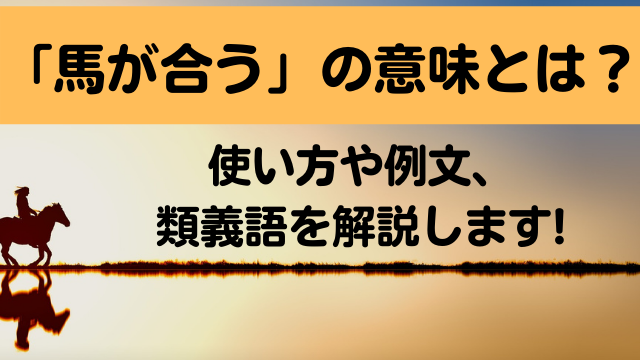 馬が合う の意味とは 使い方や例文 類義語を解説します ことわざのナルゾウ