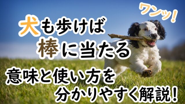 犬も歩けば棒に当たる の意味とは 分かりやすい使い方と例文で解説 ことわざのナルゾウ