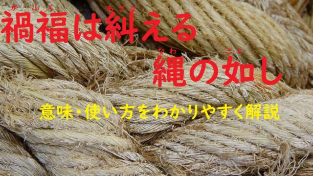 禍福は糾える縄の如し かふくはあざなえるなわのごとし の意味とは わかりやすい使い方と例文を解説 ことわざのナルゾウ